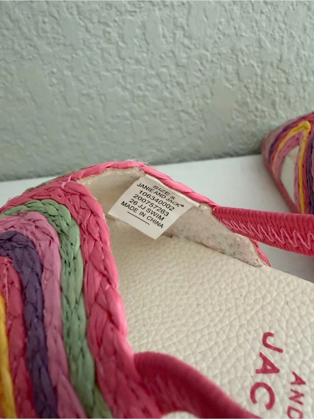 Janie and Jack Pink Multicolor Braided Slide Sandals